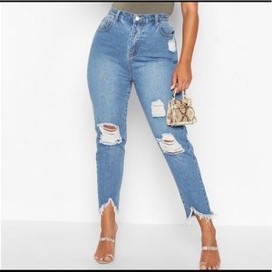 High Rise Distressed Mom Jeans
